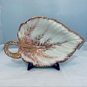 Vintage Hand Painted Italian Porcelain Leaf Dish
